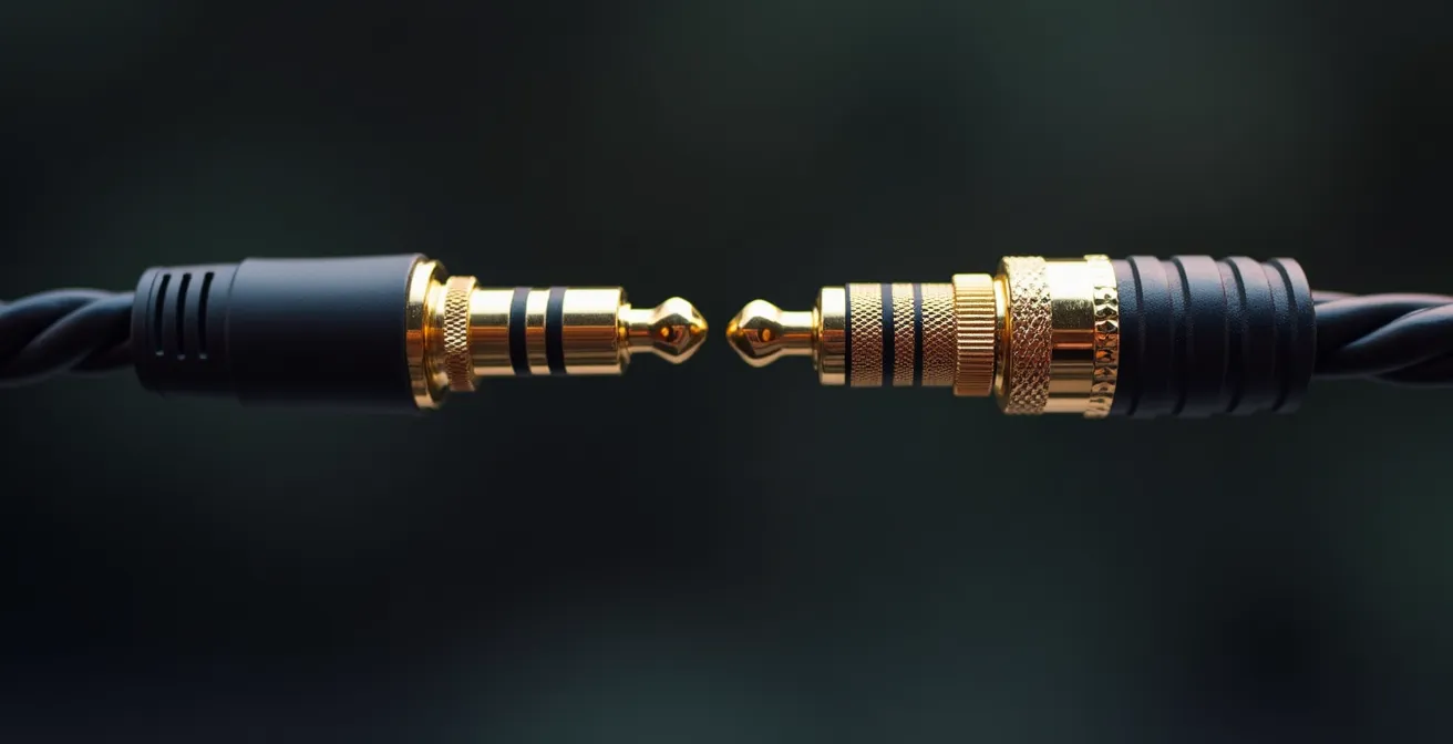 Comparaison visuelle entre câbles audio standards et haut de gamme