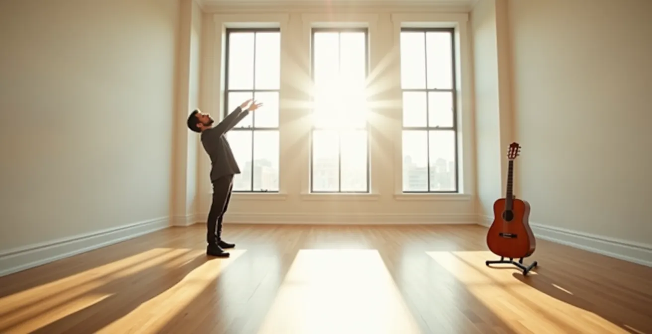 Musicien effectuant des étirements des avant-bras pendant une pause de pratique