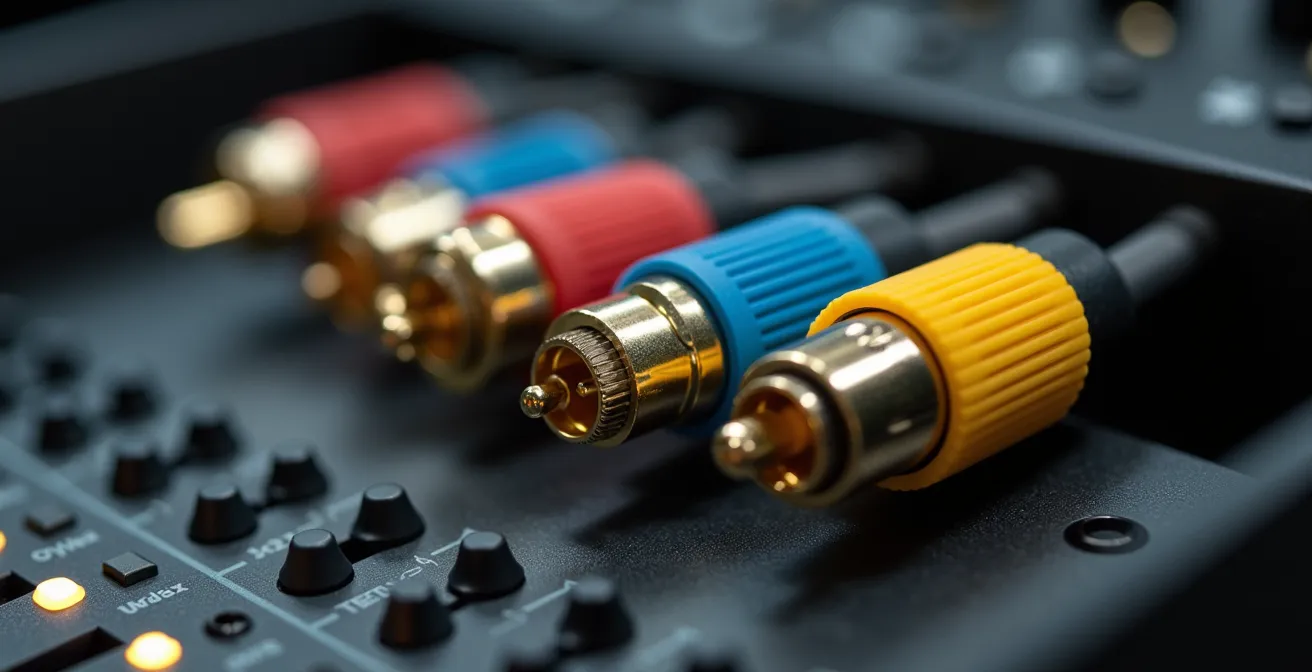 Système de câblage avec codes couleur dans un flight case professionnel