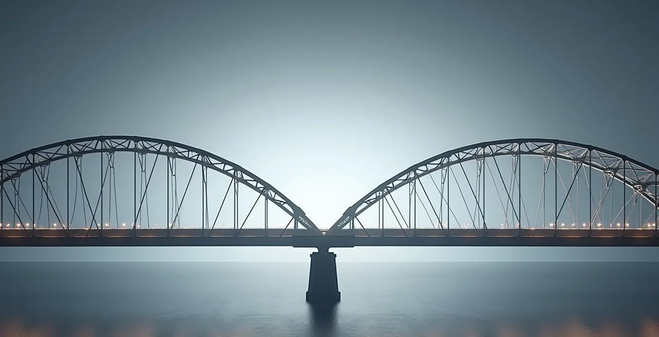 Comparaison visuelle entre charge répartie et charge concentrée sur pont d'éclairage