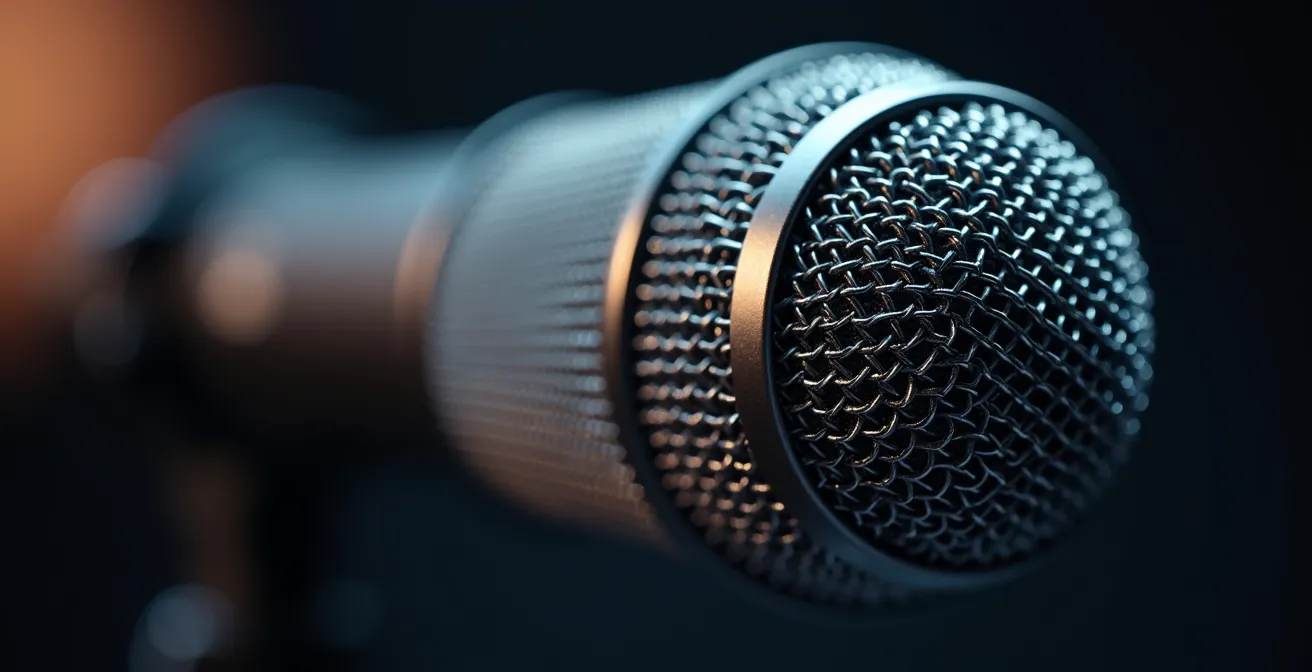 Macro détaillée d'une surface métallique de micro professionnel avec reflets lumineux abstraits